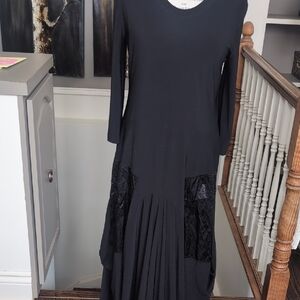 Joseph Ribkoff Black Long Sleeve Dress with Textured Accents.P2P 18.5 Length 47